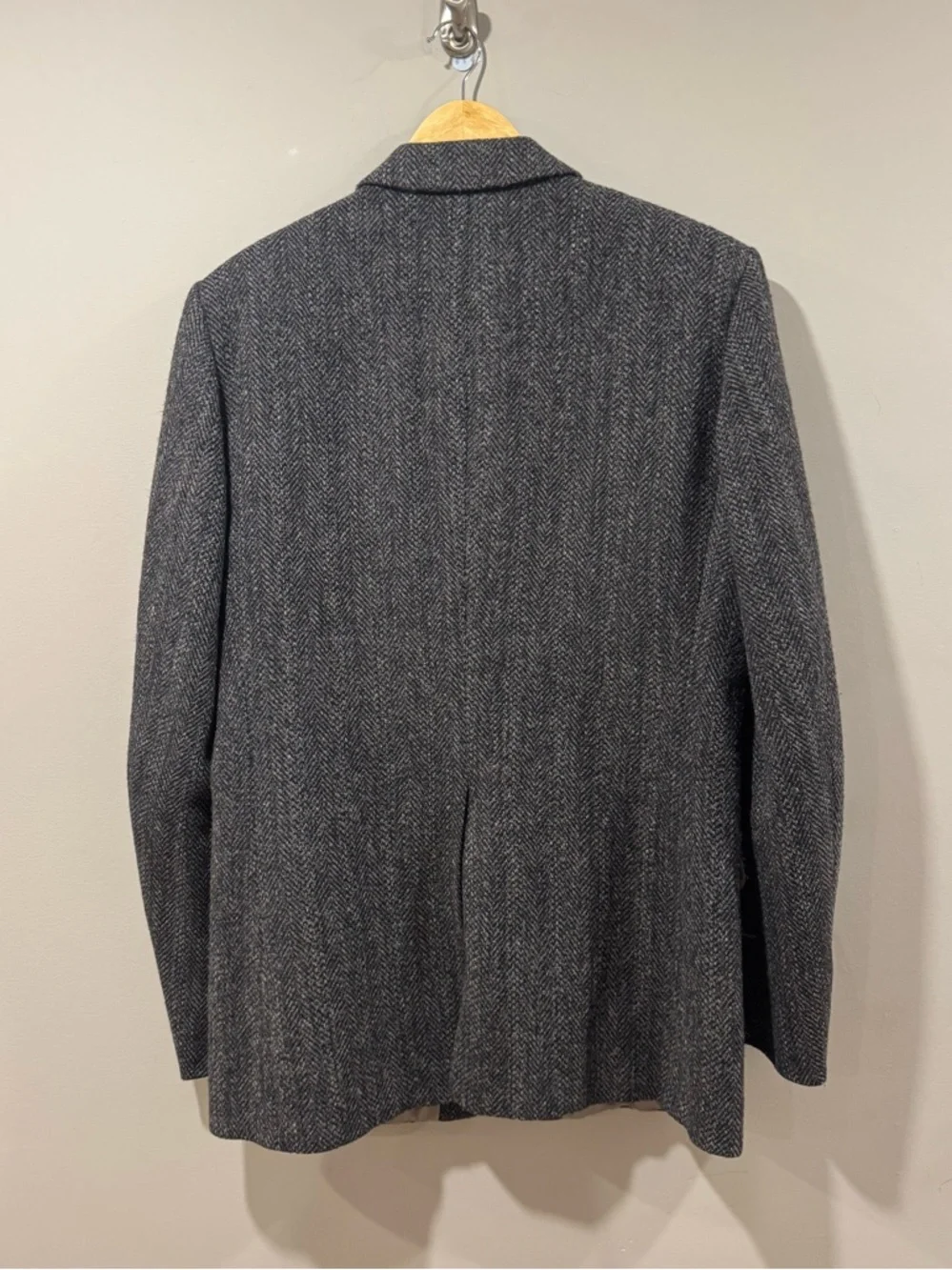VTG Harris Tweed Blazer Wool Sport Coat Charcoal Grey Herringbone with Donegal - Picture 3 of 16